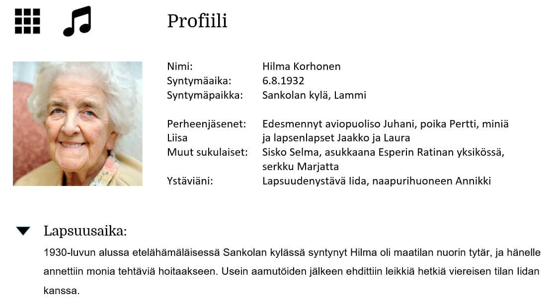 Profile screen for a resident.